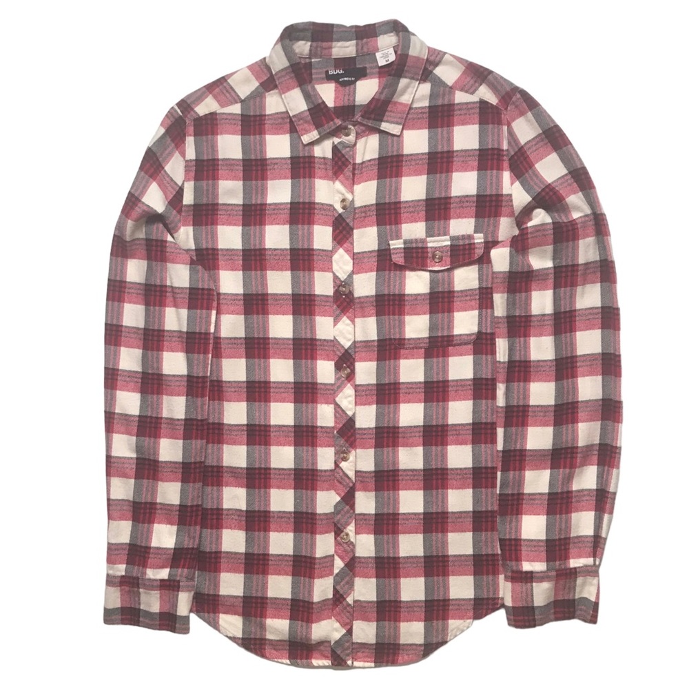 UO BDG Plaid Cotton Flannel Boyfriend Fit Shirt Blouse Buffalo Check Size M